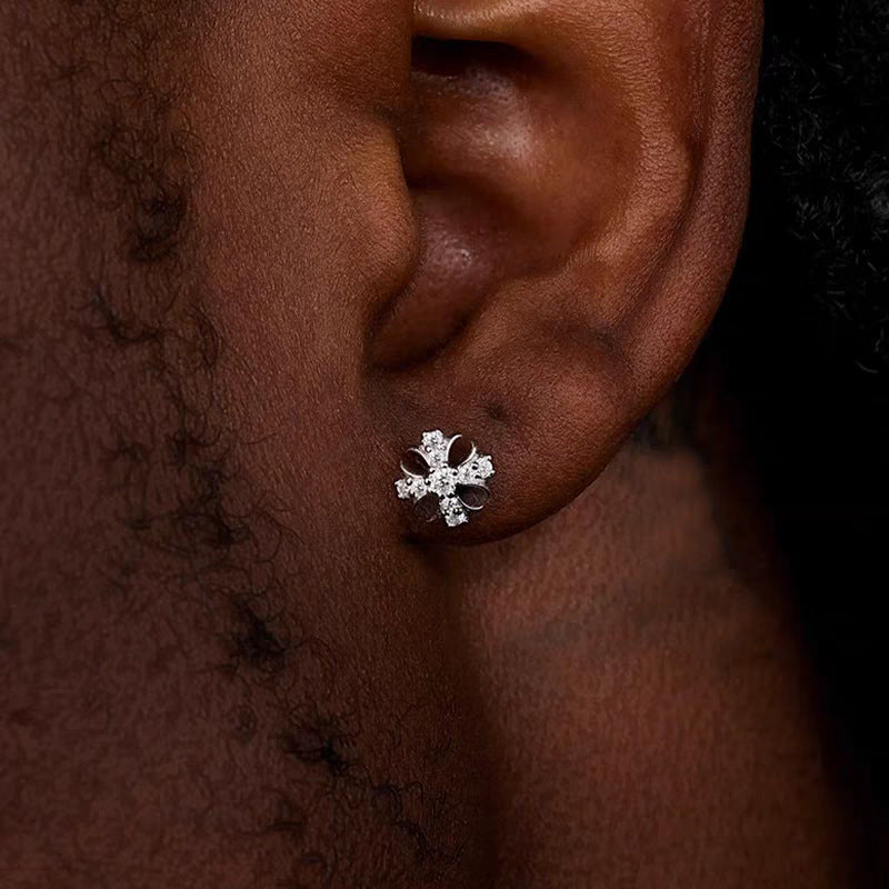 Sparkling Cross Flower Moissanite Earrings