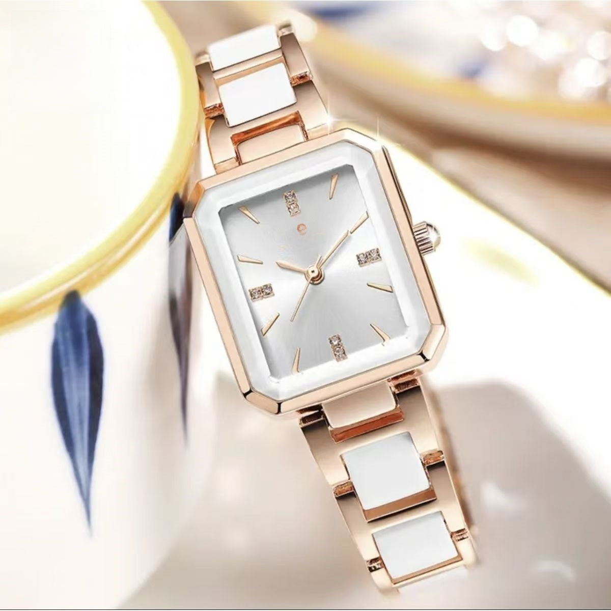 A luxurious square-shaped women's watch
