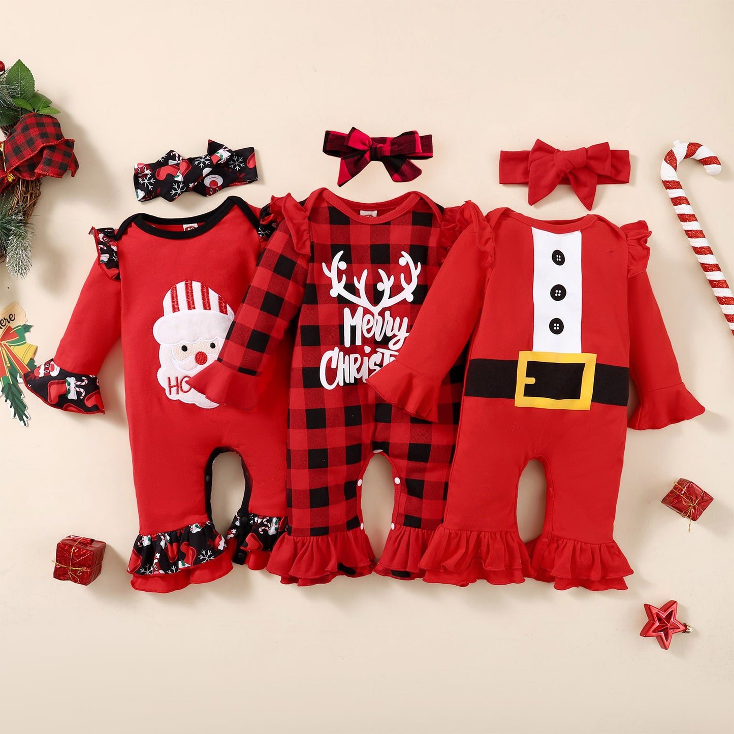 Cross-border New Christmas Girls Autumn Long-sleeved Printing And Turban Two-piece Foreign Trade Children's Clothing Hot Batch