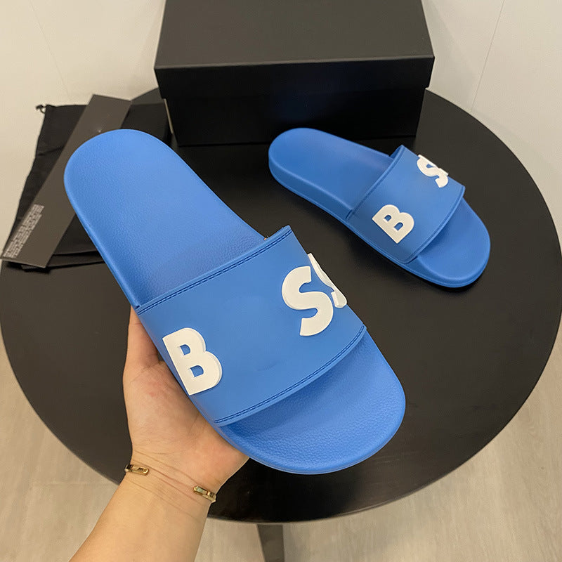 Foreign Trade Wholesale Plus Size Men's Slippers Cambodia Vietnam Philippines High Quality One-word Slipper Letter Printed Sandals