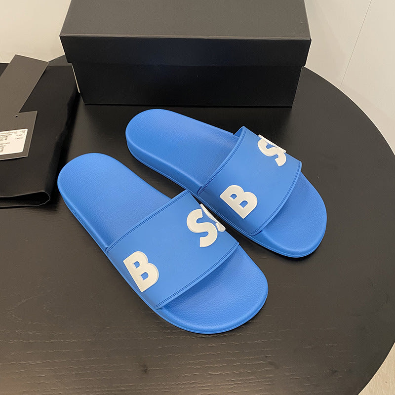 Foreign Trade Wholesale Plus Size Men's Slippers Cambodia Vietnam Philippines High Quality One-word Slipper Letter Printed Sandals