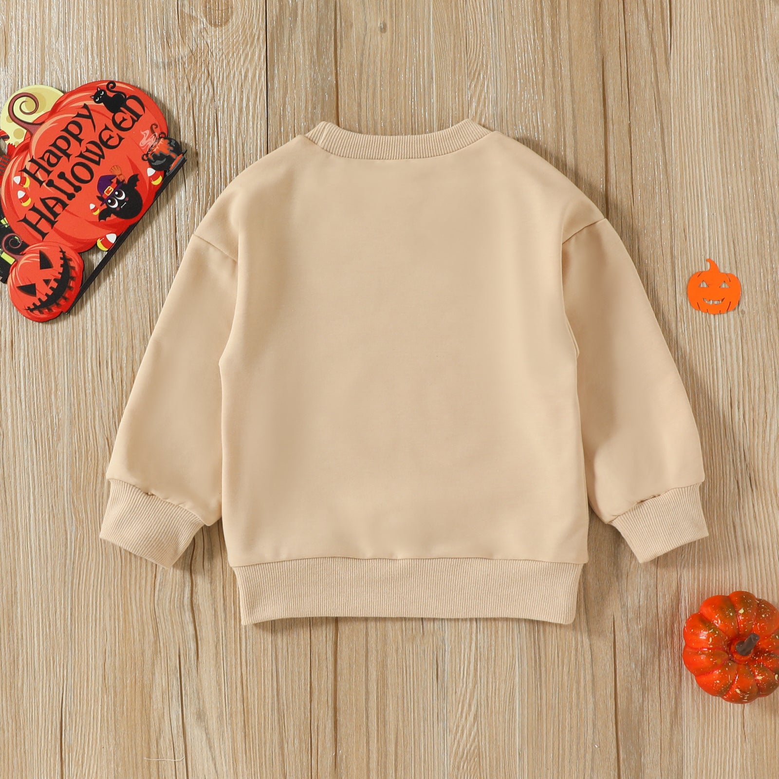 2024 New Halloween Cartoon Printed Children's Sweater-Beige European And American Cross-border Hot Spot