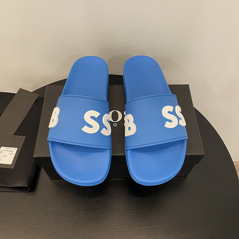 Foreign Trade Wholesale Plus Size Men's Slippers Cambodia Vietnam Philippines High Quality One-word Slipper Letter Printed Sandals