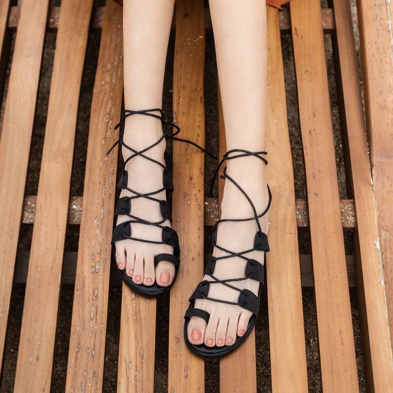 Roman Clip-toe Brown Sandals For Women In Summer Fairy Style Flat Shoes Versatile Casual Soft Sole Beach Vacation Beach Shoes