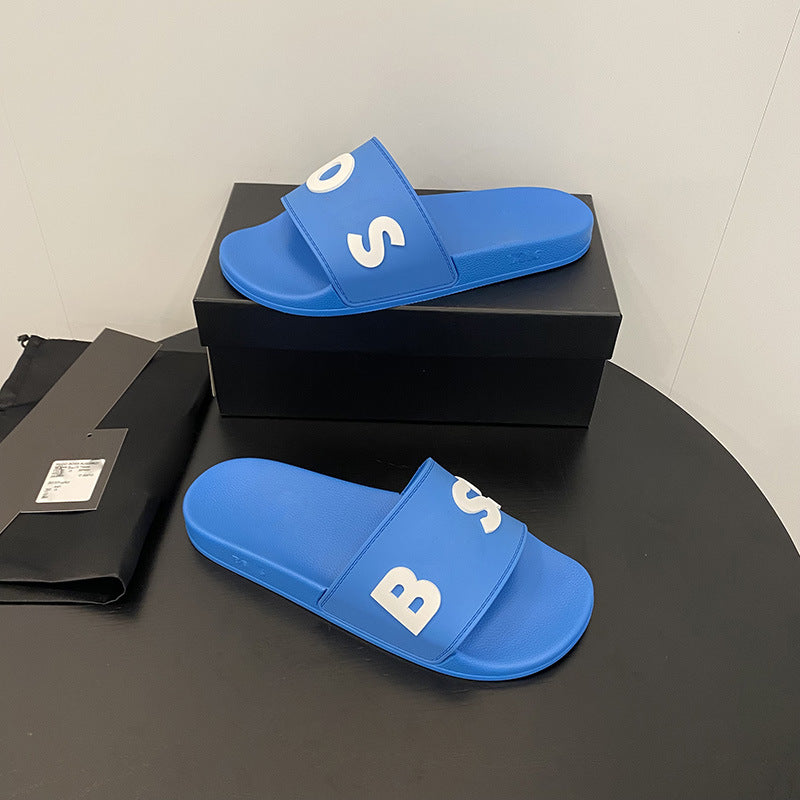 Foreign Trade Wholesale Plus Size Men's Slippers Cambodia Vietnam Philippines High Quality One-word Slipper Letter Printed Sandals