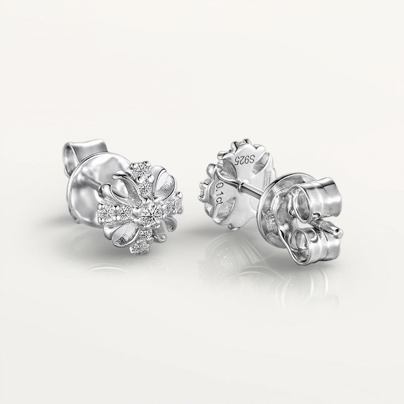 Sparkling Cross Flower Moissanite Earrings