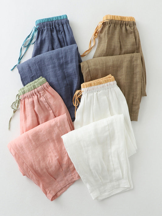 Children's Linen Blend Cropped Harem Pants